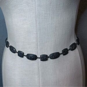 Ornate Linked Metal Waist Chain Belt - Black #2216
